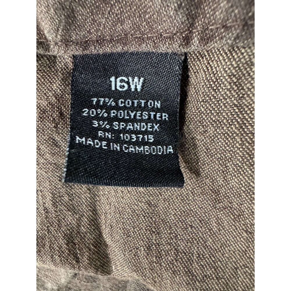 Larry Levine Womens Stretch Pants 16W Brown Cotton Blend Made In Cambodia - Picture 5 of 16